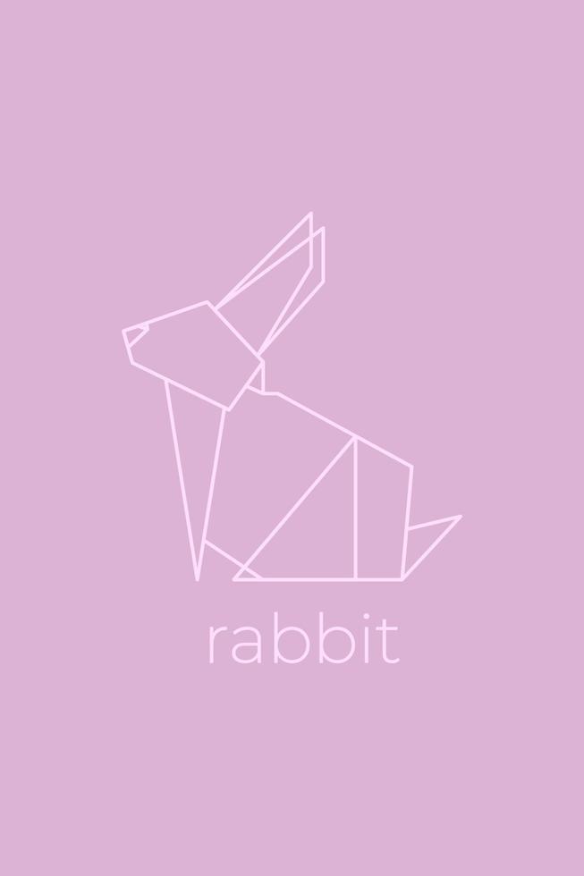 Rabbit origami. Abstract line art rabbit logo design. Animal origami. Animal line art.Pet shop outline illustration. Vector illustration