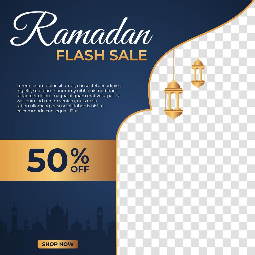 plantilla de banner de venta de ramadán. banner cuadrado de publicidad de medios sociales modernos. adecuado para publicaciones en redes sociales, instagram y anuncios web en Internet. ilustración vectorial vector