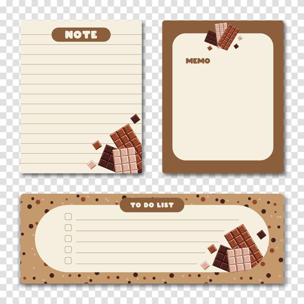 linda plantilla de nota. una colección de notas a rayas, cuadernos en blanco. plantilla para agenda, horario, planificadores, listas de verificación, cuadernos, tarjetas y otros artículos de papelería. ilustración vectorial vector