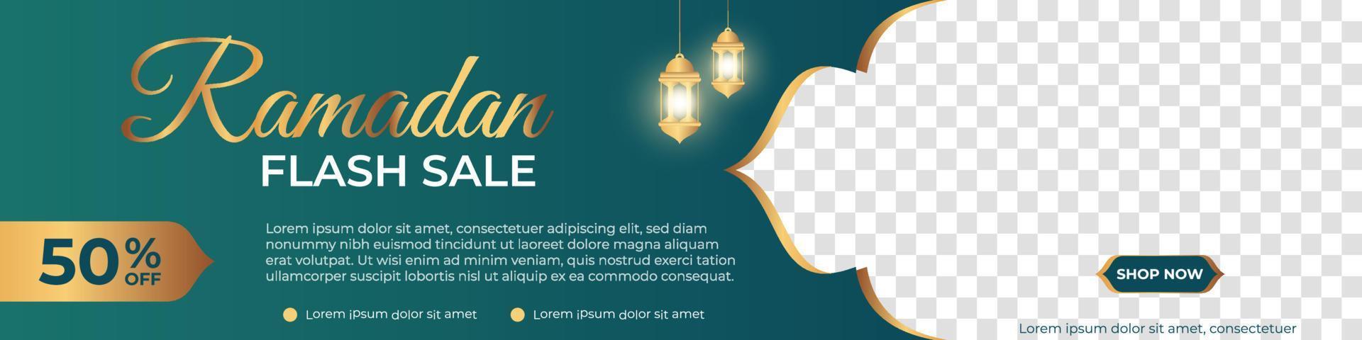 Ramadan sale banner template. Modern social media advertising banner. Suitable for social media post and web internet ads. Vector illustration