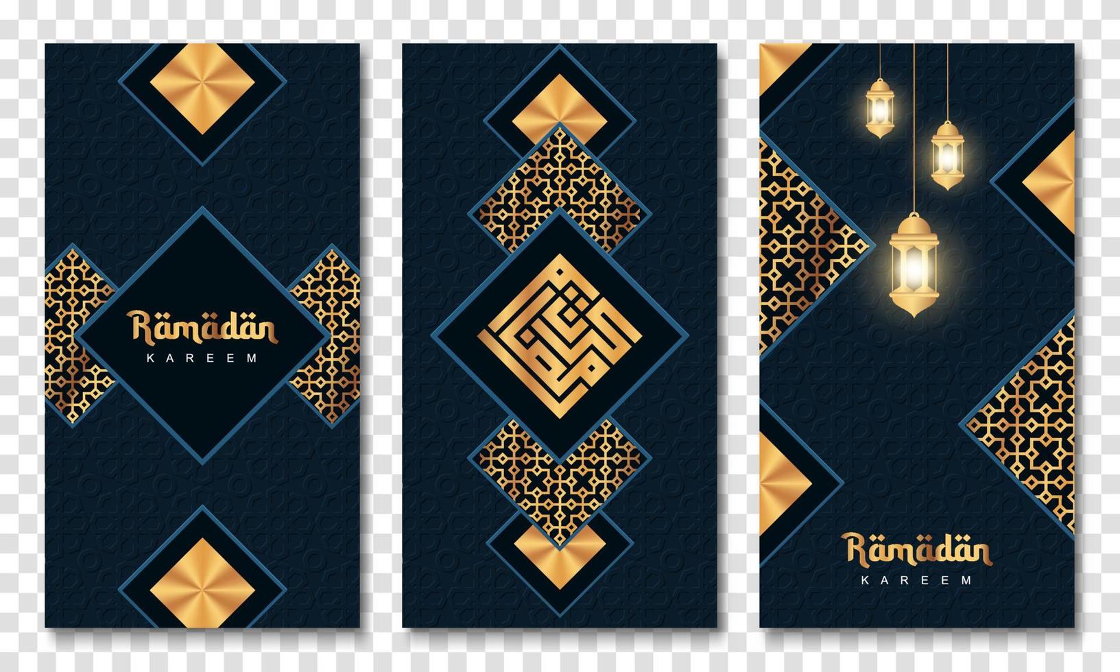 conjunto de fondo de tarjeta de felicitación islámica ramadan kareem. tarjeta de felicitación de ramadán. ilustración vectorial vector