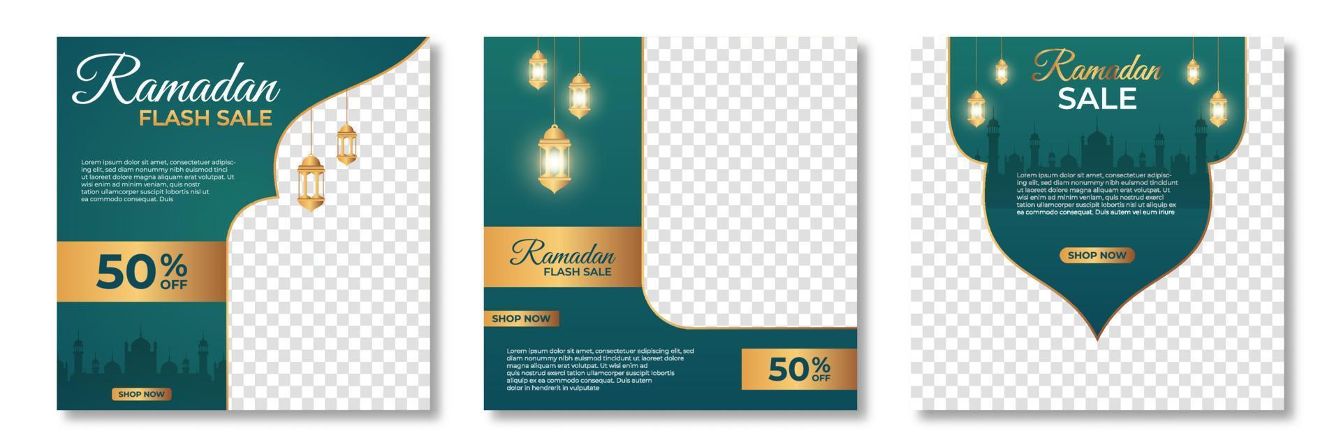 Set of Ramadan sale banner template. Ramadan Sale Banner Template Design with photo collage. Suitable for social media post and web internet ads. Vector illustration