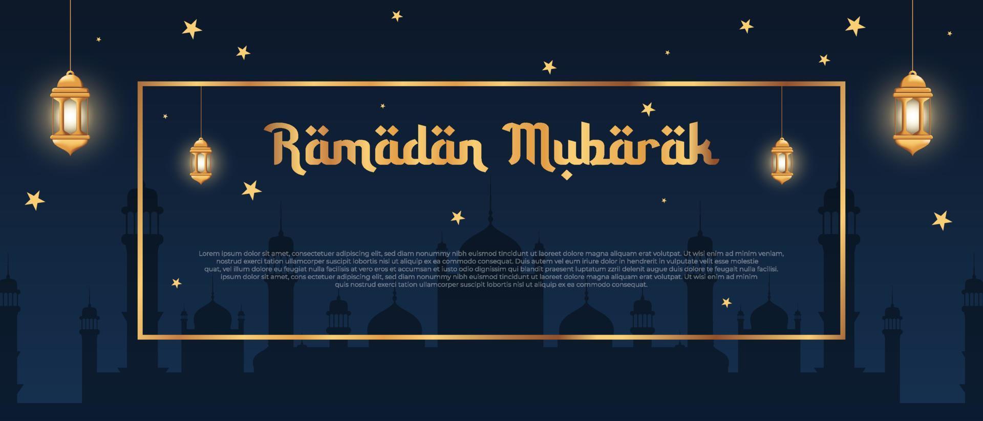 Ramadan Mubarak background design for greeting card, banner, event, or poster. Islamic background. Vector illustration