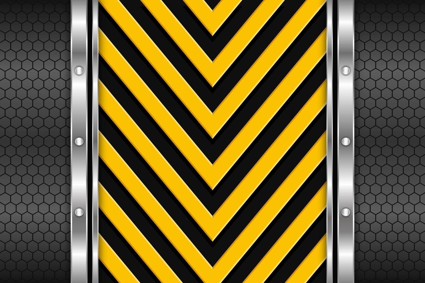 fondo de diseño de vector de textura de metal de línea de flecha negra amarilla