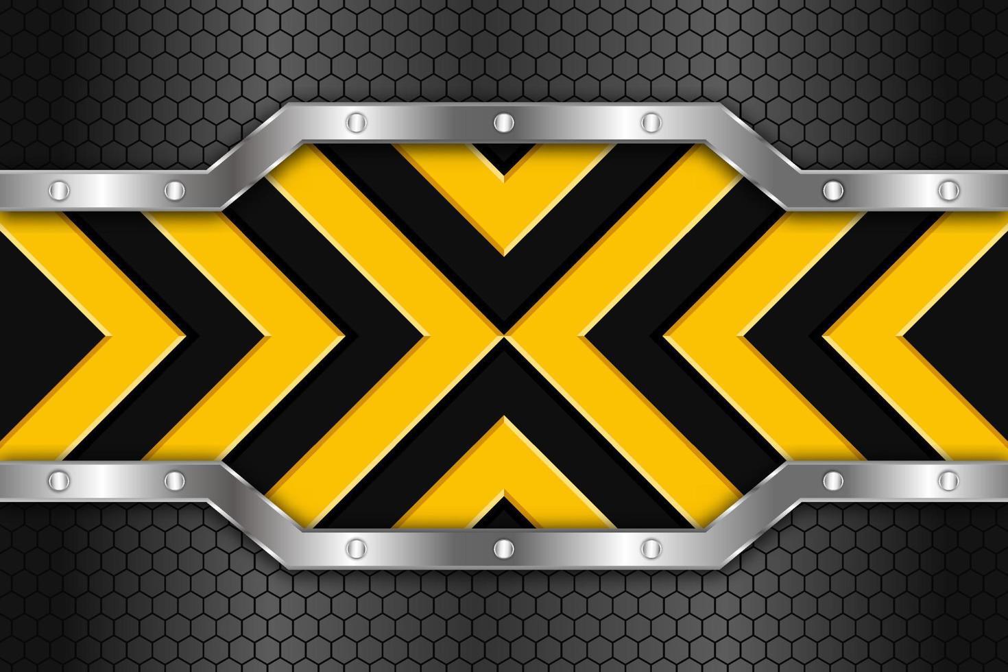 Metal texture yellow black arrow line horizontal vector illustration design background