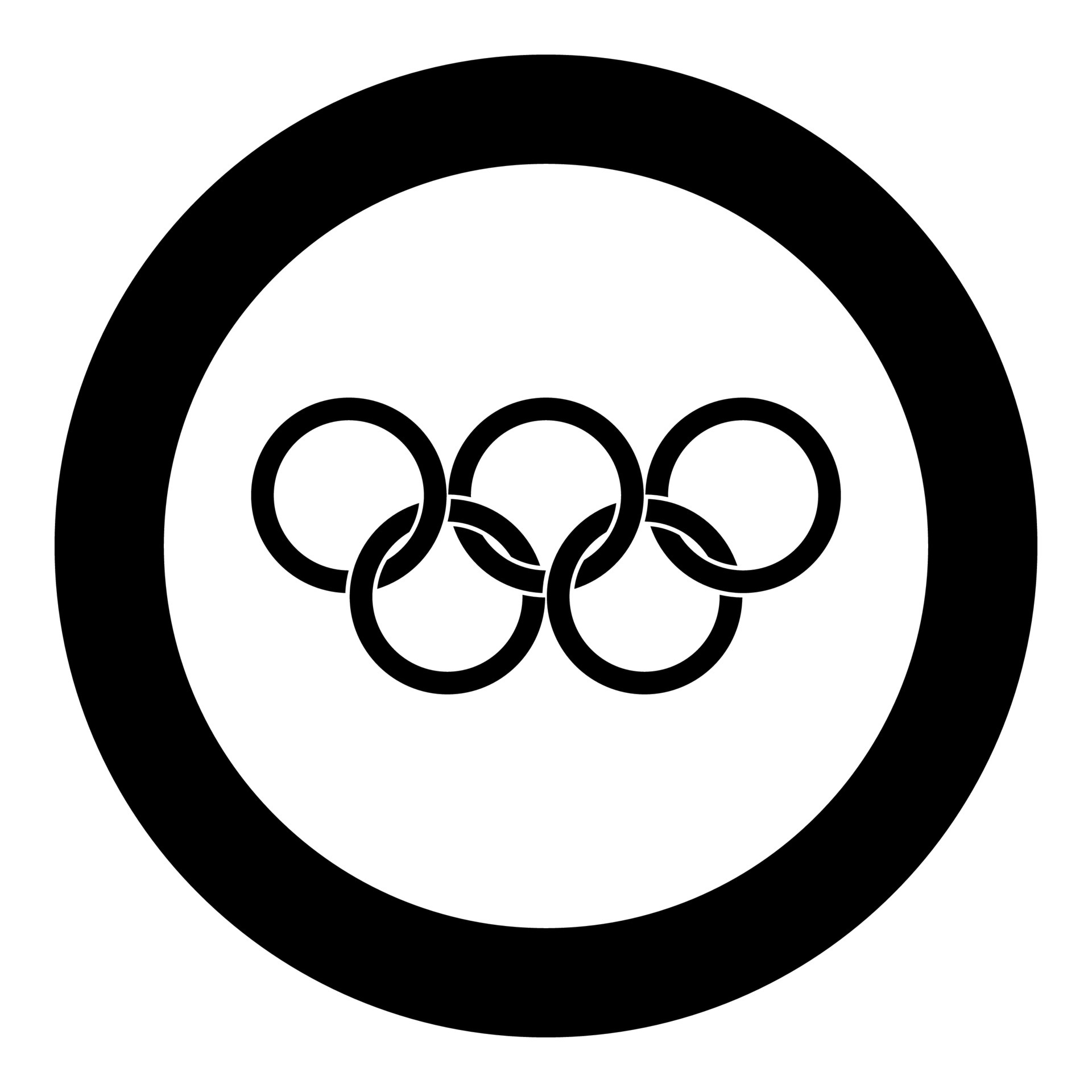 Olympic rings Five Olympic rings icon in circle round black color