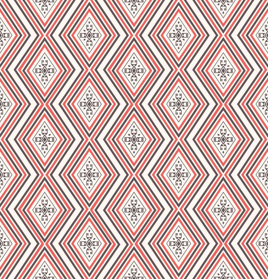 nativo azteca tribal rombo geométrico zig zag línea forma fondo transparente. diseño de patrón de color rojo-marrón étnico. uso para telas, textiles, elementos de decoración de interiores, tapicería. vector