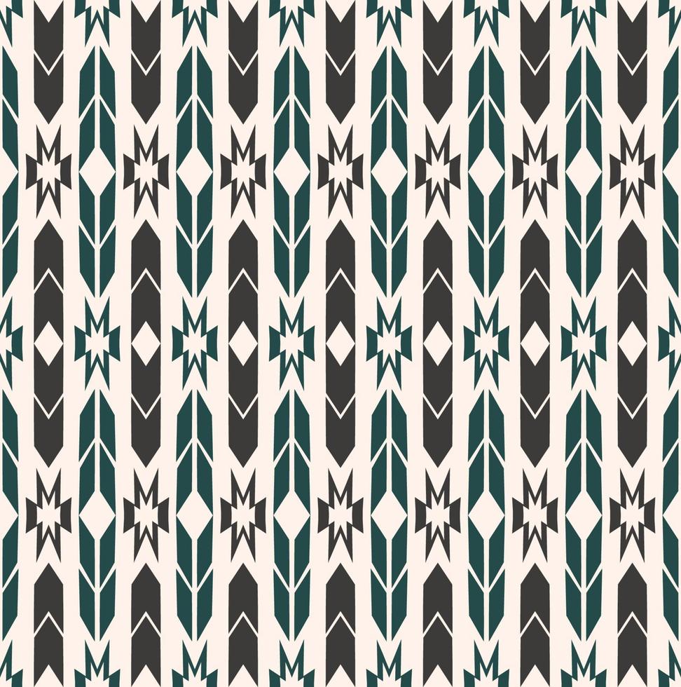 Native aztec chevron geometric shape seamless on cream background. Ethnic tribal dark brown-green pattern design. Use for fabric, textile, interior decoration elements, upholstery, wrapping. vector