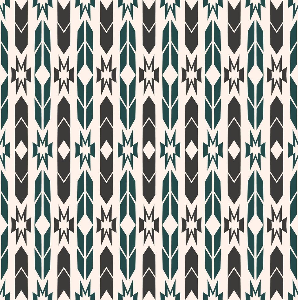 forma geométrica de chevron azteca nativo sin costuras sobre fondo crema. diseño tribal étnico marrón-verde oscuro. uso para telas, textiles, elementos de decoración de interiores, tapicería, envoltura. vector