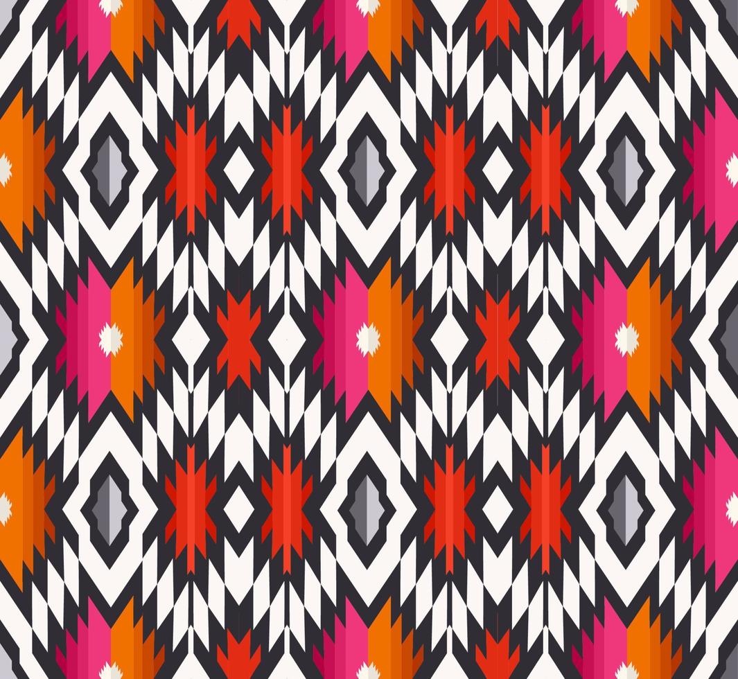 Irregular geometric seamless background. Ethnic aztec tribal unique abstract colorful red-purple pattern design. Use for fabric, textile, interior decoration elements, upholstery, wrapping. vector