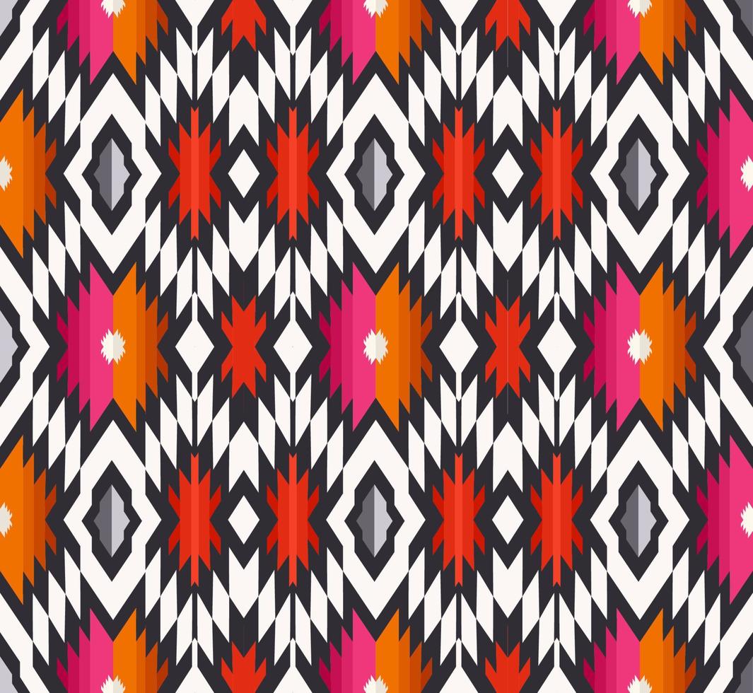 Irregular geometric seamless background. Ethnic aztec tribal unique abstract colorful red-purple pattern design. Use for fabric, textile, interior decoration elements, upholstery, wrapping. vector