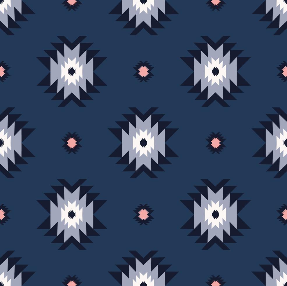 forma geométrica tribal azteca nativa color azul marino moderno diseño de patrón simple fondo sin costuras. uso para telas, textiles, elementos de decoración de interiores, tapicería, envoltura. vector