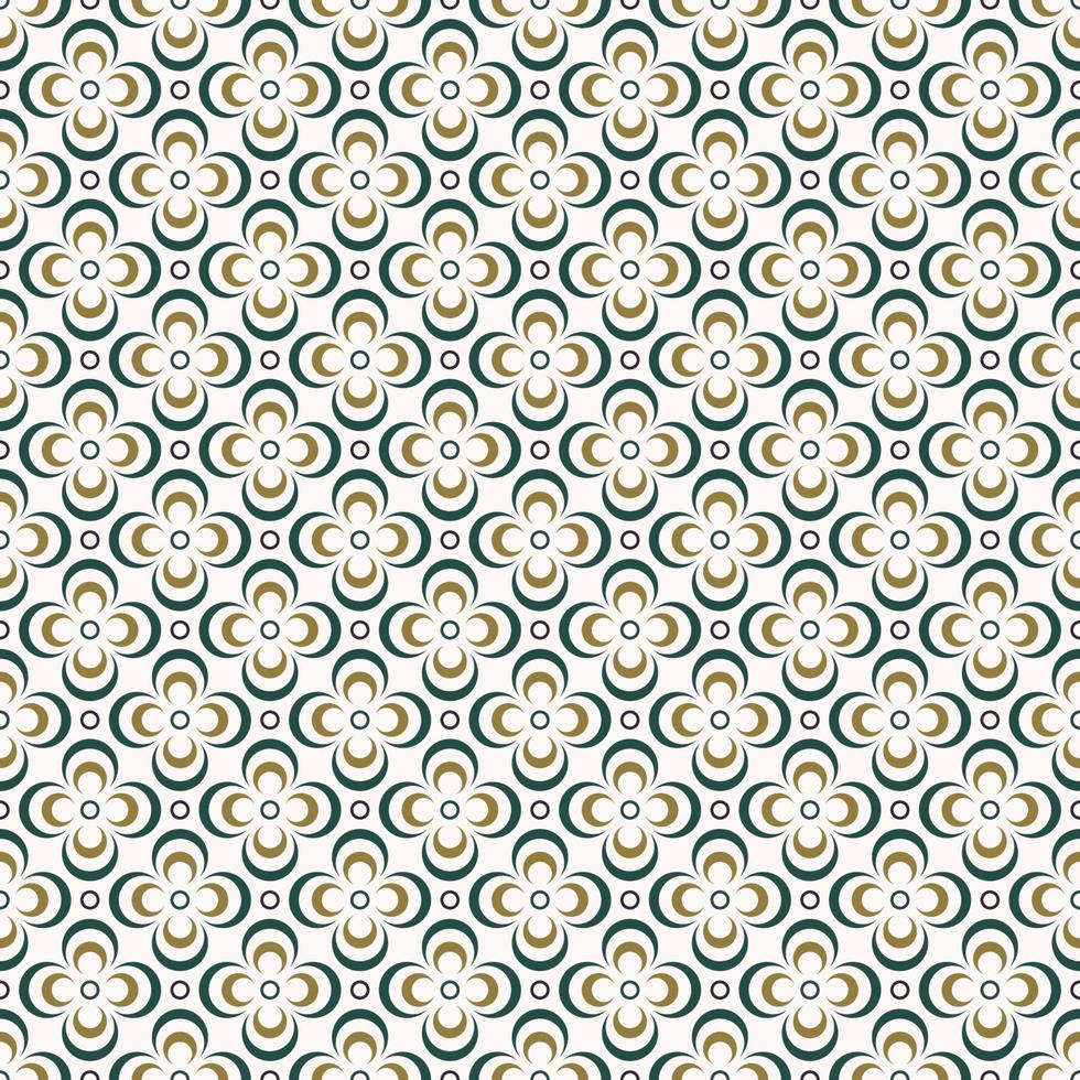 círculo forma de flor rejilla de patrones sin fisuras fondo de color verde dorado. patrón batik, islámico, peranakan. uso para telas, textiles, elementos de decoración de interiores, tapicería, envoltura. vector