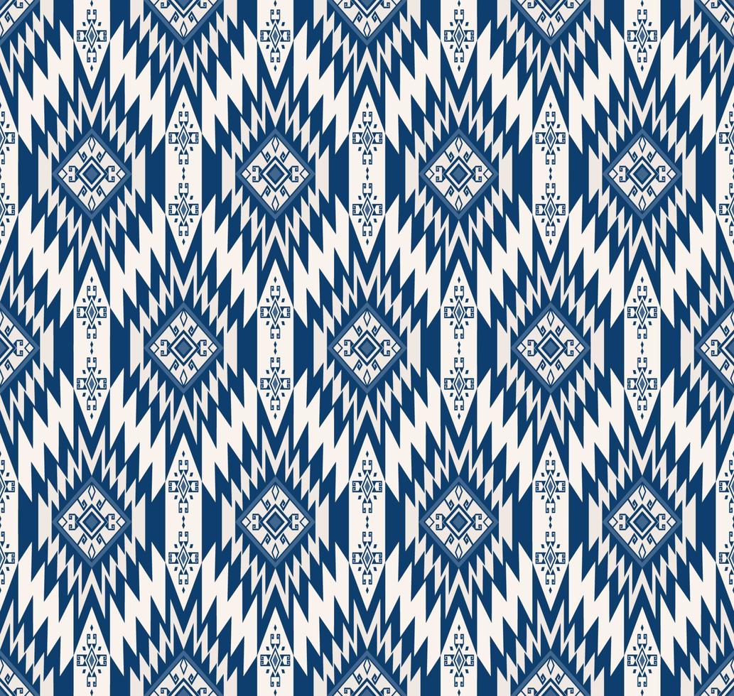 Ethnic tribal traditional geometric shape seamless pattern background. Morocco blue white color design. Use for fabric, textile, interior decoration elements, upholstery, wrapping. vector