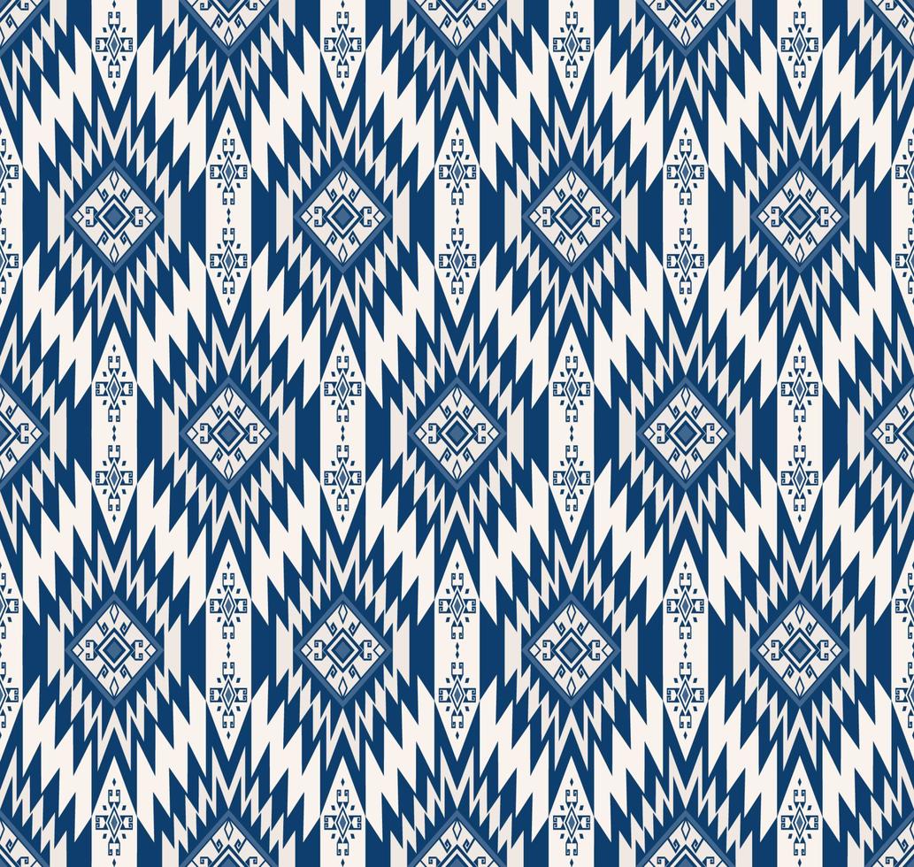 Ethnic tribal traditional geometric shape seamless pattern background. Morocco blue white color design. Use for fabric, textile, interior decoration elements, upholstery, wrapping. vector