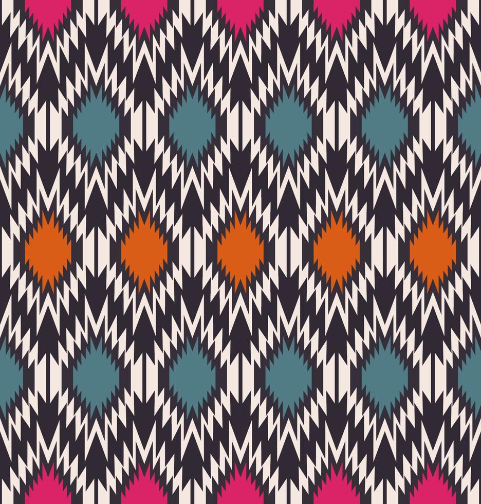 étnico tribal geométrico zig zag forma de patrones sin fisuras sobre fondo negro. diseño de color marroquí simple. uso para telas, textiles, elementos de decoración de interiores, tapicería, envoltura. vector