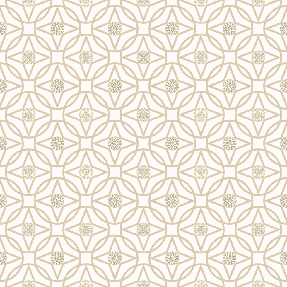 círculo geométrico islámico persa estrella línea superpuesta forma patrón sin costuras. fondo de color amarillo dorado. uso para telas, textiles, elementos de decoración de interiores, tapicería. vector