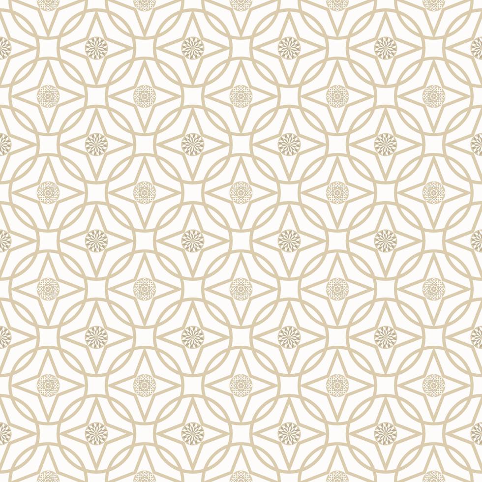Geometric islamic persian circle star overlapping line shape seamless pattern. yellow gold color background. Use for fabric, textile, interior decoration elements, upholstery. vector