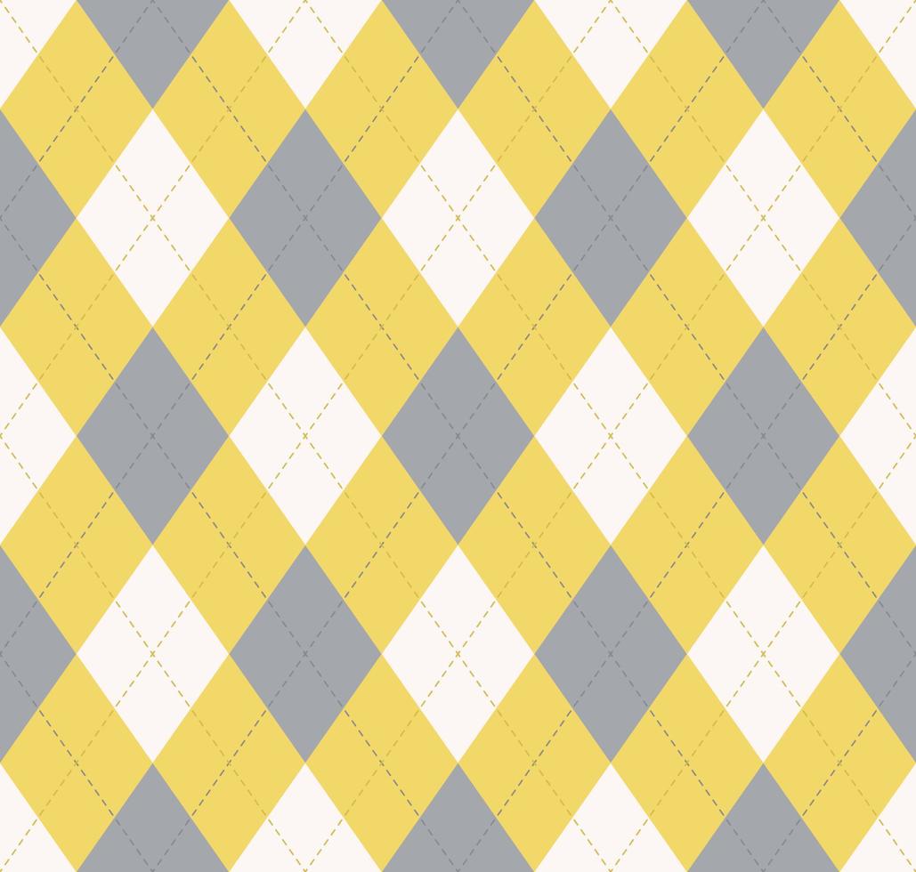 Argyle plaid seamless pattern modern yellow grey color background. Use for fabric, textile, interior decoration elements, upholstery, wrapping. vector