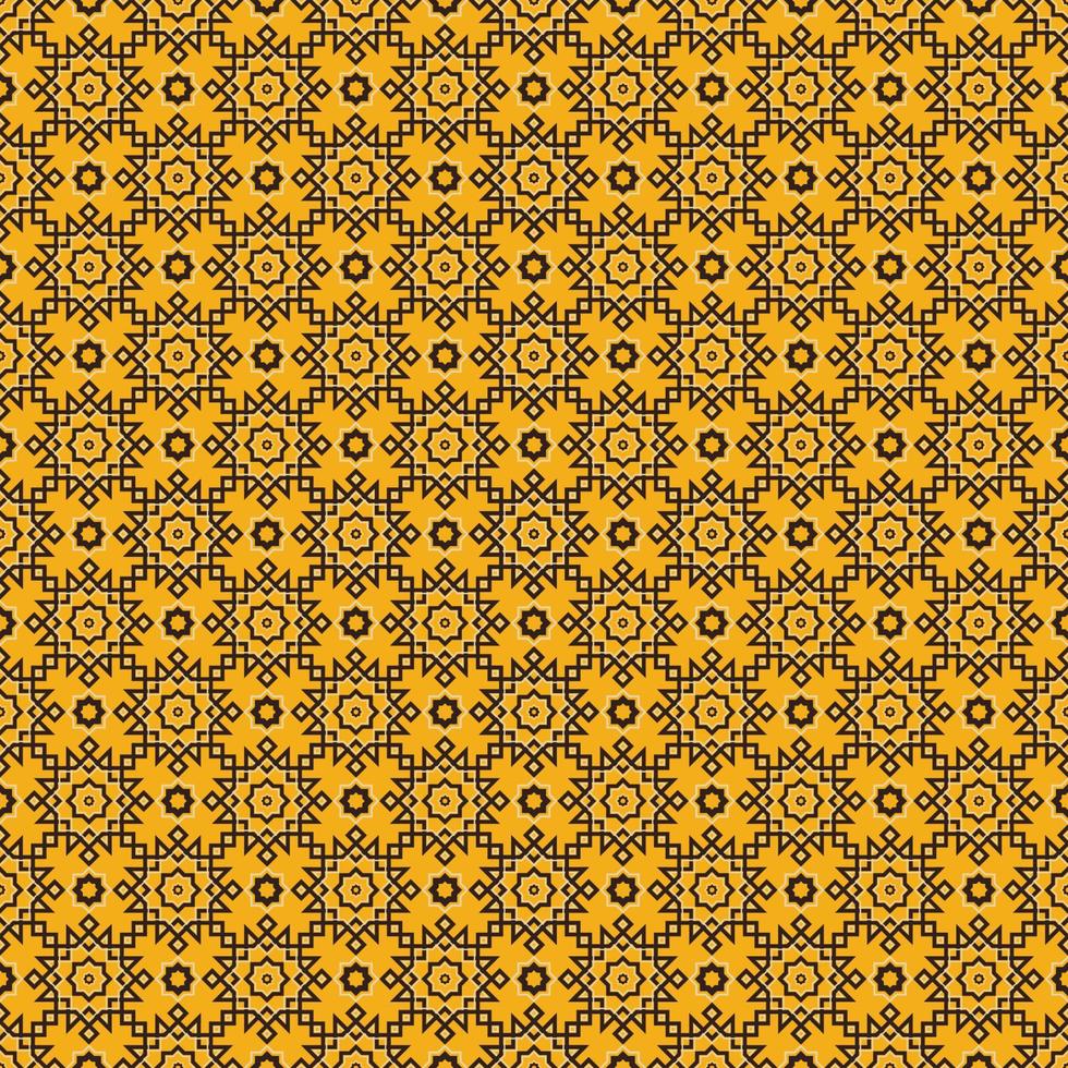 Islamic yellow gold and brown color geometric small star shape seamless pattern background. Batik Sarong or silk pattern. Use for fabric, textile, interior decoration elements, wrapping. vector