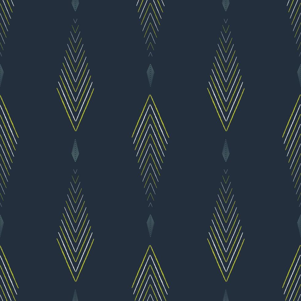 Ikat ethnic small blue green color lines in herringbone shape seamless pattern background. Use for fabric, textile, interior decoration elements, upholstery, wrapping. vector