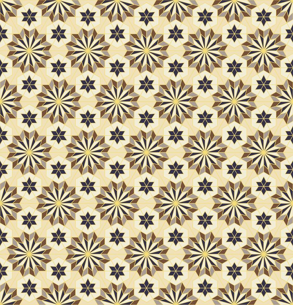 Islamic persian star hexagon geometric shape seamless pattern beige color background. Use for fabric, textile, interior decoration elements. vector