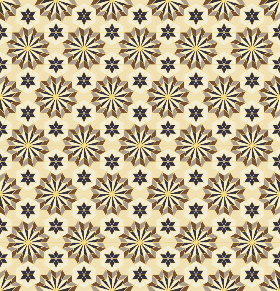 Islamic persian star hexagon geometric shape seamless pattern beige color background. Use for fabric, textile, interior decoration elements. vector