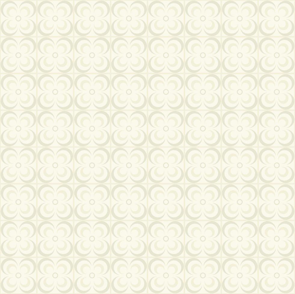 Geometric flower shape line grid seamless pattern cream grey color background. Simple Sino-Portuguese, Peranakan pattern. Use for fabric, textile, interior decoration elements, upholstery. vector