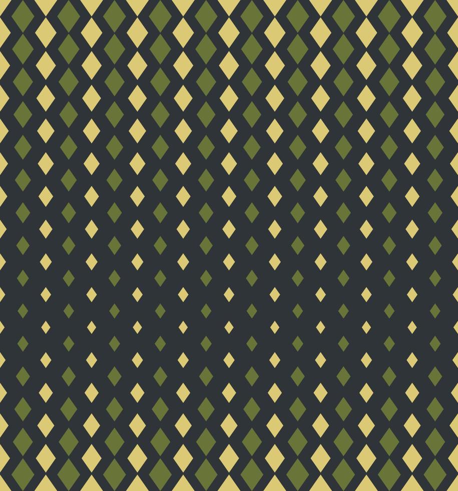Fondo de color verde amarillo de patrón sin costuras de semitono vertical con forma de diamante geométrico pequeño. patrón de rombos. uso para telas, textiles, elementos de decoración de interiores, tapicería, envoltura. vector