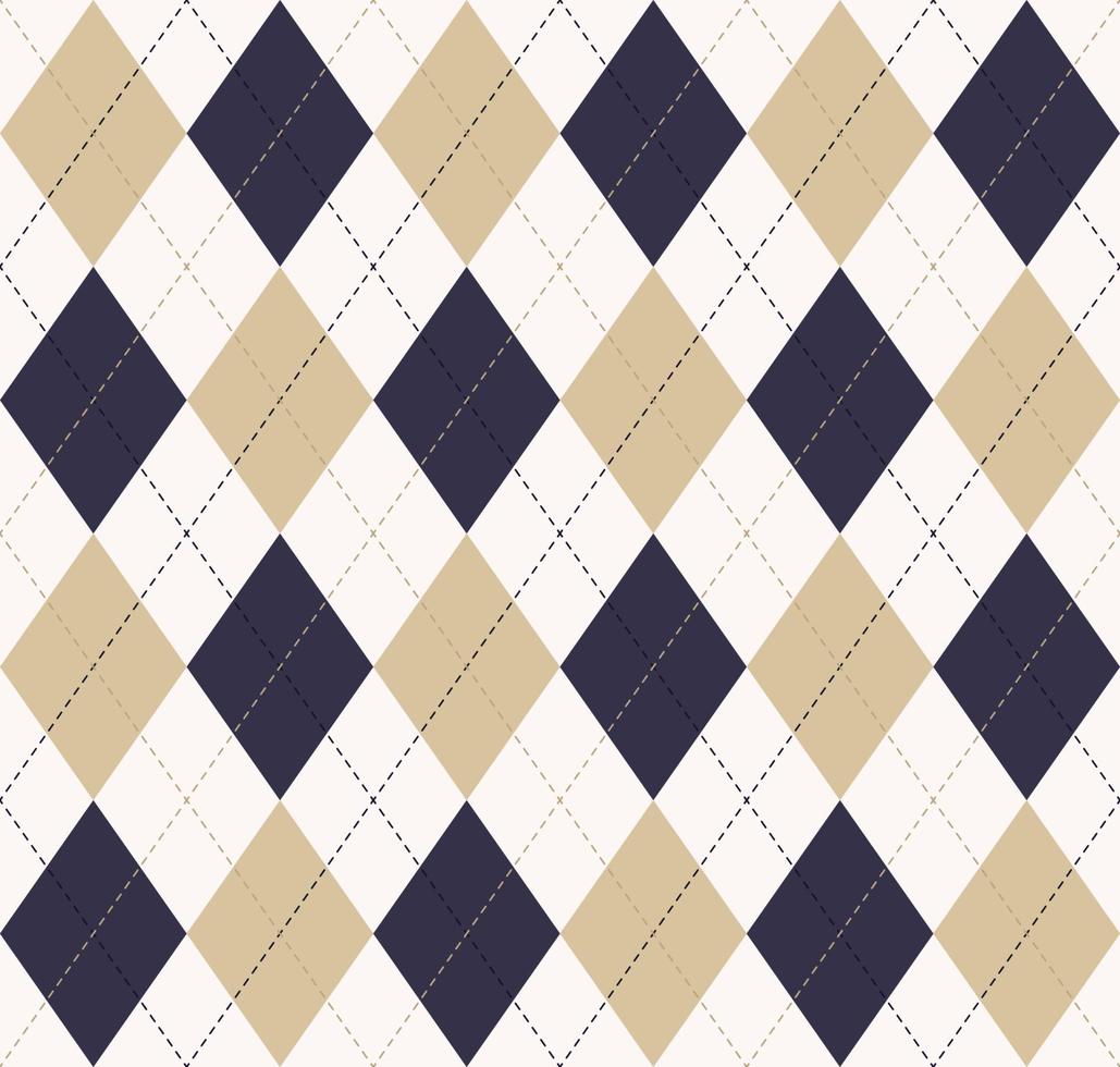 Argyle tradicional de patrones sin fisuras fondo de color azul dorado contemporáneo. uso para telas, textiles, elementos de decoración de interiores, envoltura, tapicería. vector