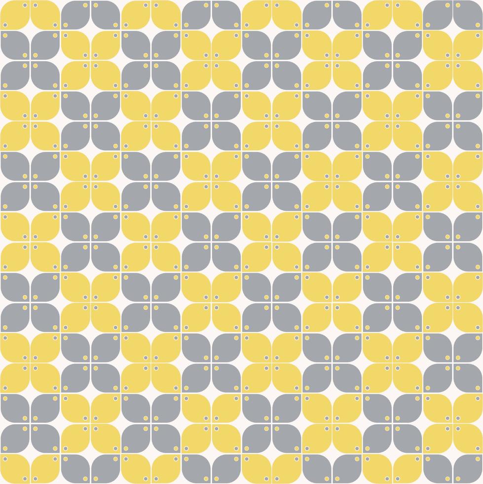 Indonesian batik Kawung geometric flower shape seamless pattern yellow grey color background. Use for fabric, textile, interior decoration elements, wrapping. vector