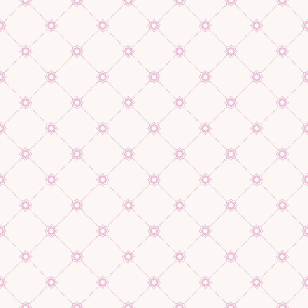 Small geometric square from star and line shape grid seamless pattern pink lady feminine color background. Use for fabric, textile, cover, interior decoration elements, wrapping. vector
