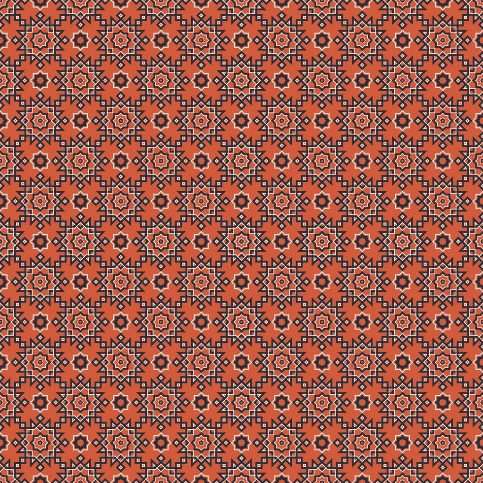 fondo de patrón sin costuras con forma de estrella pequeña geométrica de color azul naranja islámico. sarong batik o patrón de seda. uso para telas, textiles, elementos de decoración de interiores, envoltura. vector