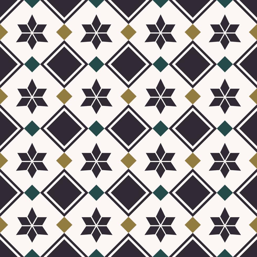 fondo transparente de rejilla de estrella cuadrada geométrica. diseño de color marrón étnico. sino-portugués, patrón peranakan. uso para telas, textiles, elementos de decoración de interiores, tapicería, envoltura. vector