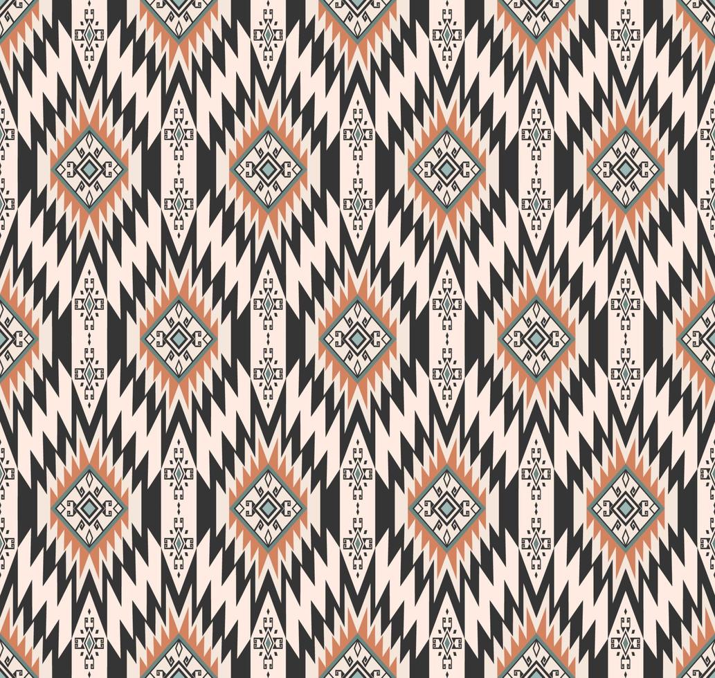 Ethnic tribal traditional geometric rhombus square zig zag shape seamless pattern brown cream color background. Use for fabric, textile, interior decoration elements, upholstery, wrapping. vector