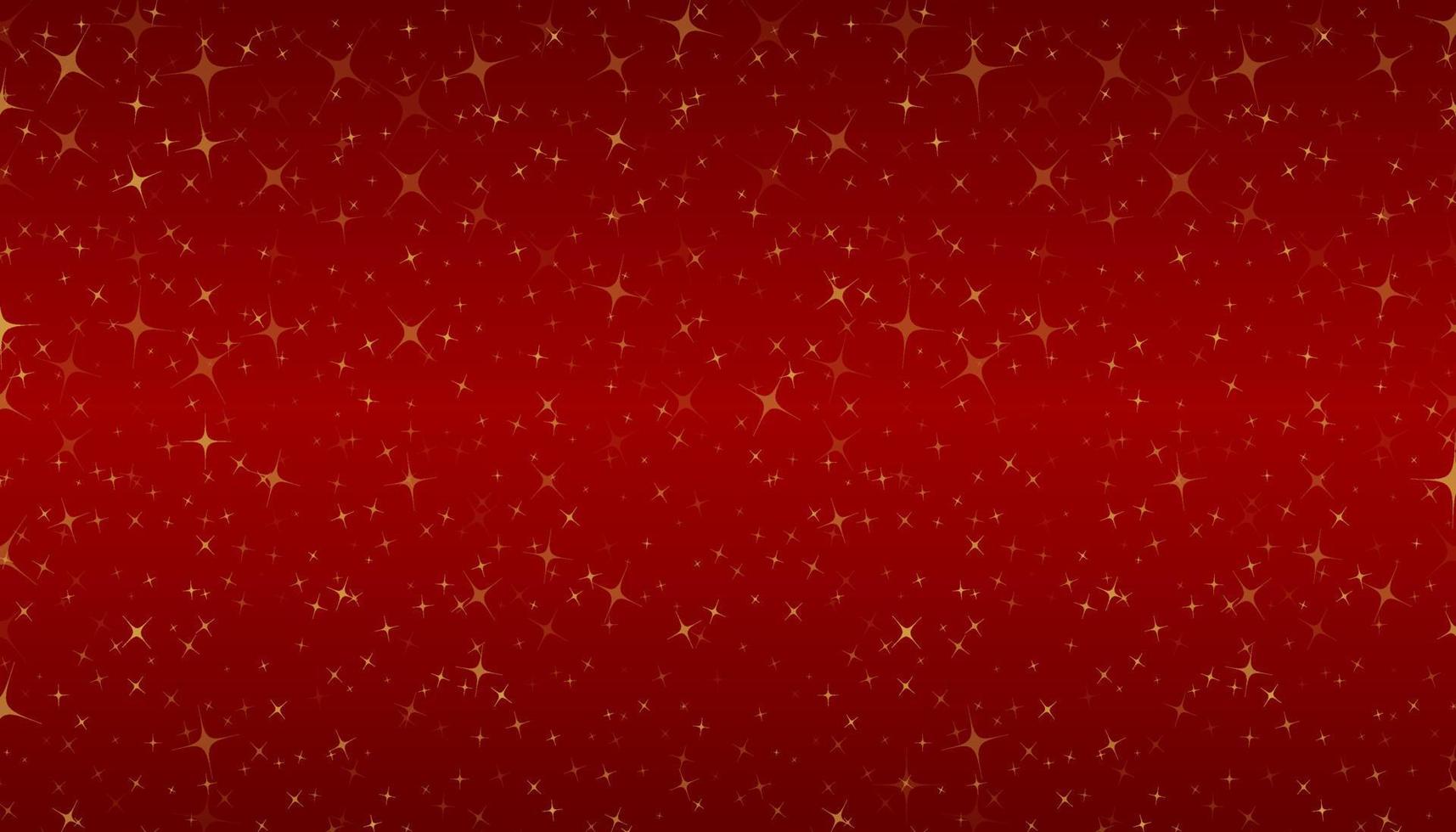 Pequeñas estrellas doradas aleatorias sobre fondo degradado rojo. uso para elementos de decoración de vacaciones, festivos, eventos o plantilla. vector