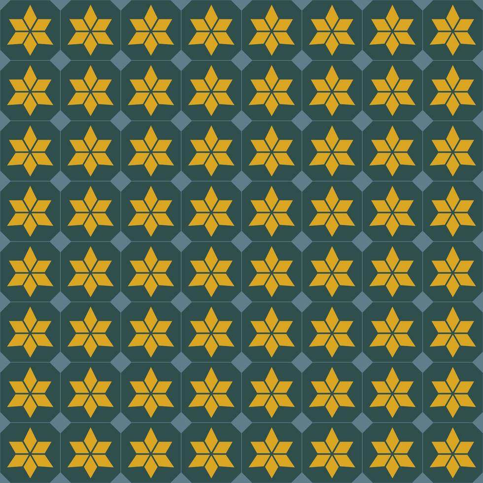 Geometric star grid seamless pattern modern contemporary color background. Simple Sino-Portuguese or Peranakan pattern. Use for fabric, textile, interior decoration elements. vector