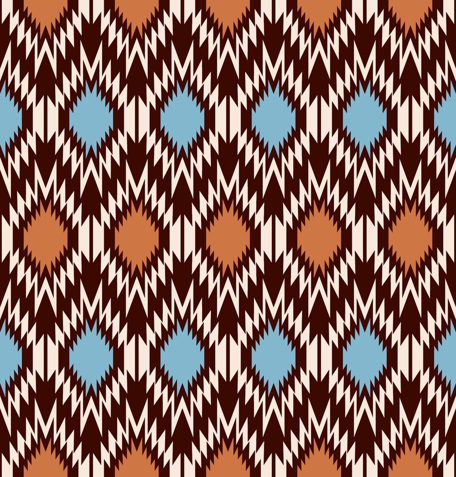 Ethnic tribal geometric zig zag shape seamless pattern on brown color background. Morocco color design. Use for fabric, textile, interior decoration elements, upholstery, wrapping. vector