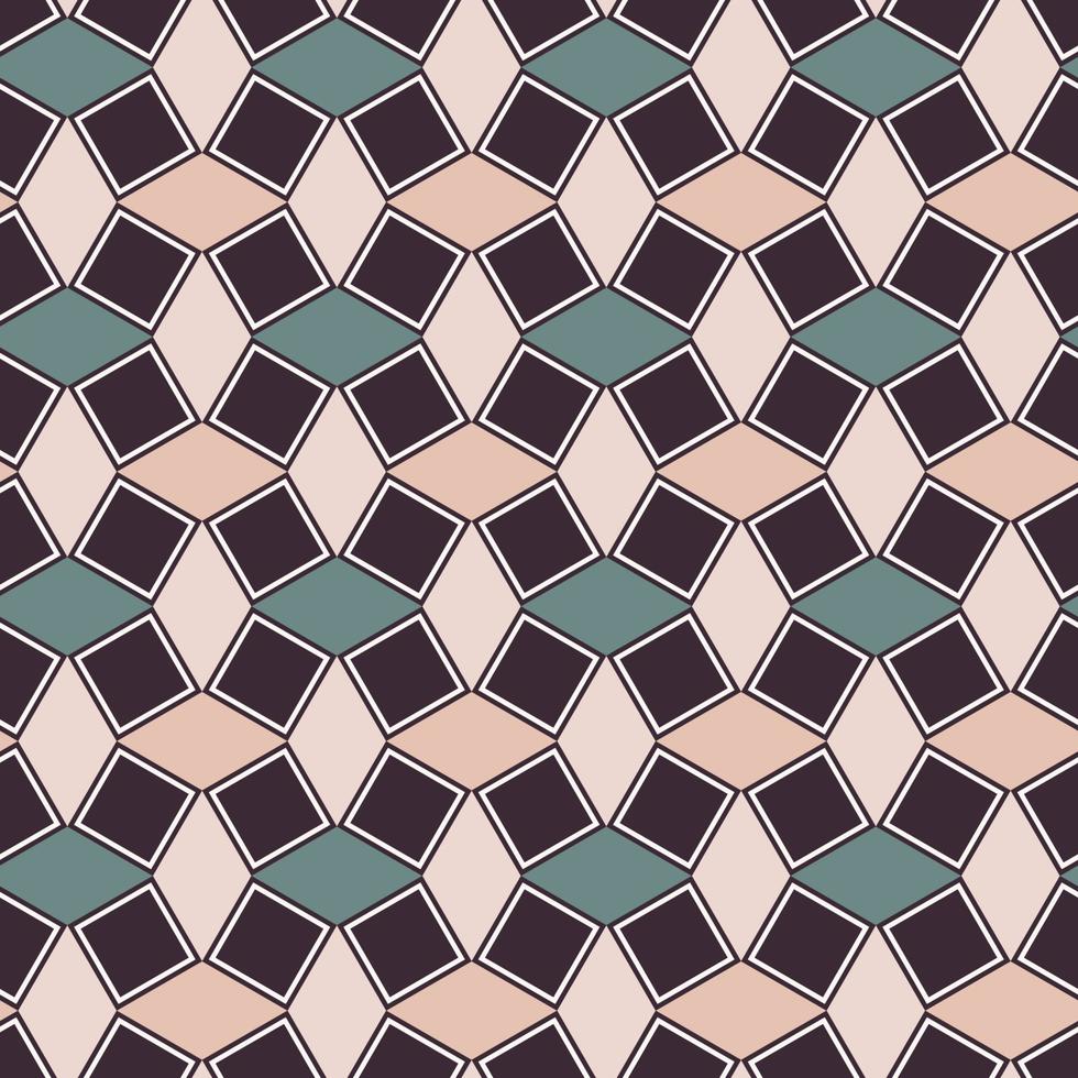 Random small geometric square rhombus shape seamless background. Islamic pattern with morocco color design. Use for fabric, textile, interior decoration elements, upholstery, wrapping. vector