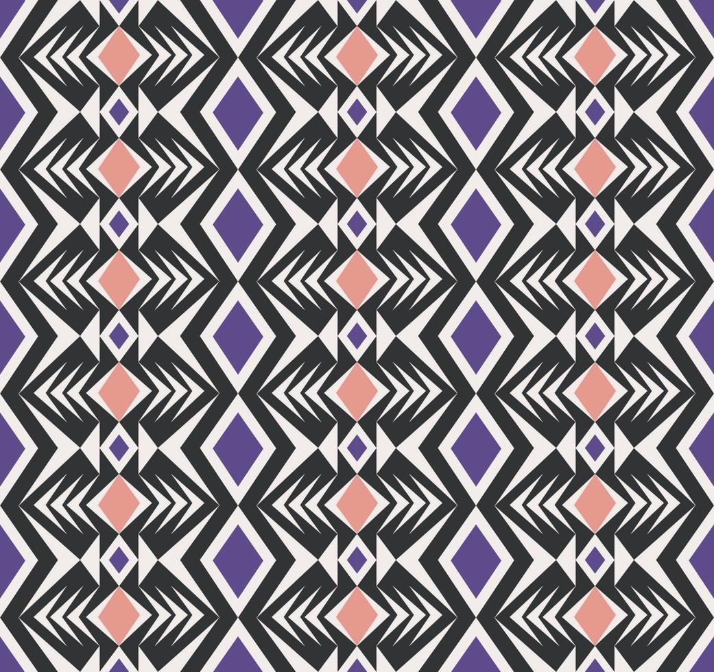 cuadrado de rombo tribal étnico geométrico, triángulo, patrón sin costuras de forma de chevron sobre fondo negro. uso para telas, textiles, elementos de decoración de interiores, tapicería, envoltura. vector