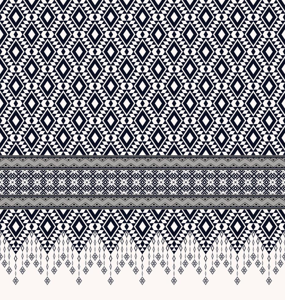 ikat geométrico rombo forma cuadrada patrón sin fisuras. color azul marino tribal étnico sobre fondo blanco. uso para telas, textiles, elementos de decoración de interiores, tapicería, envoltura. vector