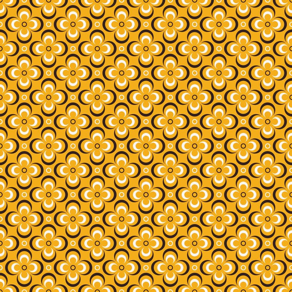 patrón sin costuras de cuadrícula de forma de flor geométrica sobre fondo de color marrón amarillo. patrón de batik o sarong. uso para telas, textiles, elementos de decoración de interiores, tapicería, embalaje, envoltura. vector