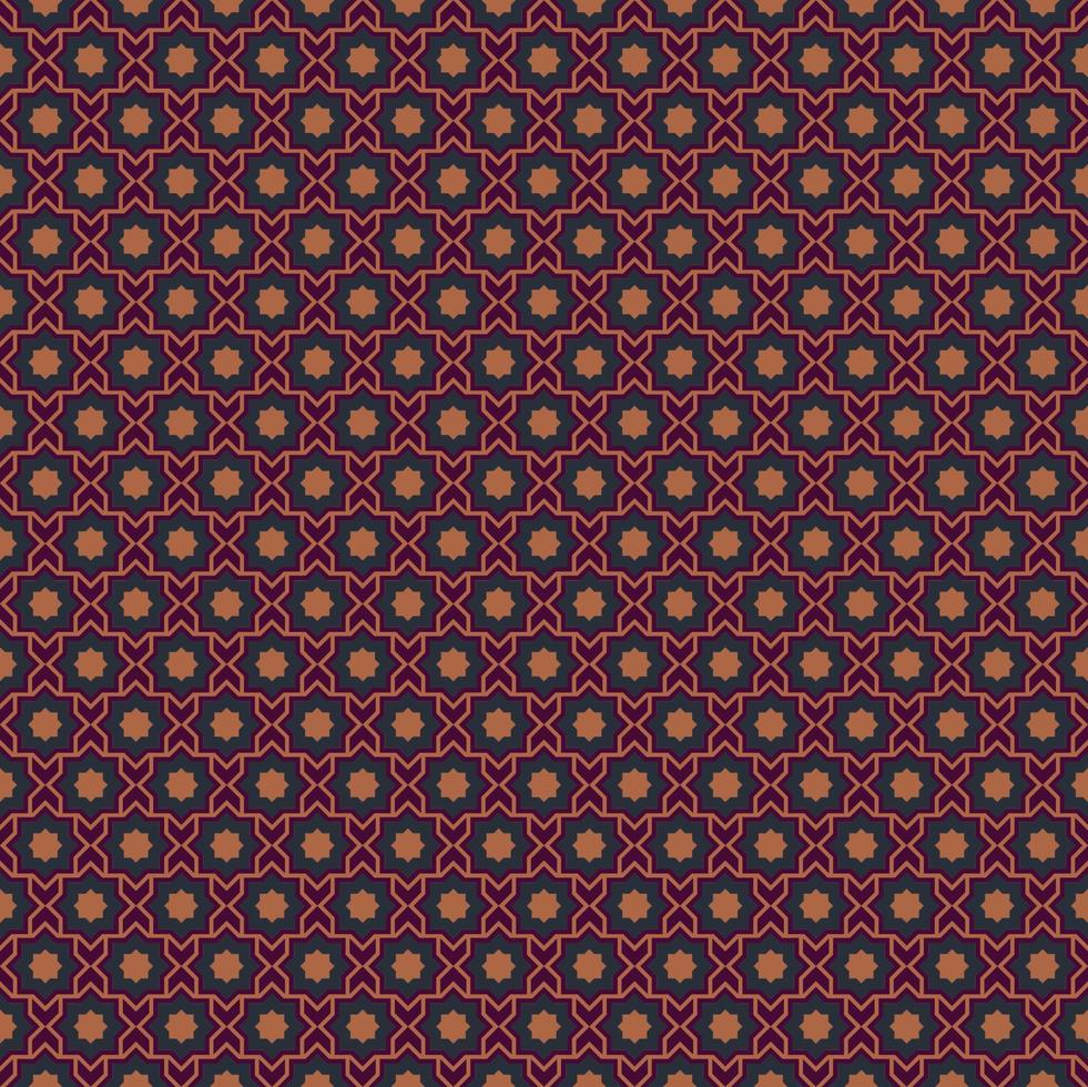 Islamic small geometric star chevron shape grid seamless pattern contemporary color background. Batik sarong pattern. Use for fabric, textile, cover, interior decoration elements, wrapping. vector