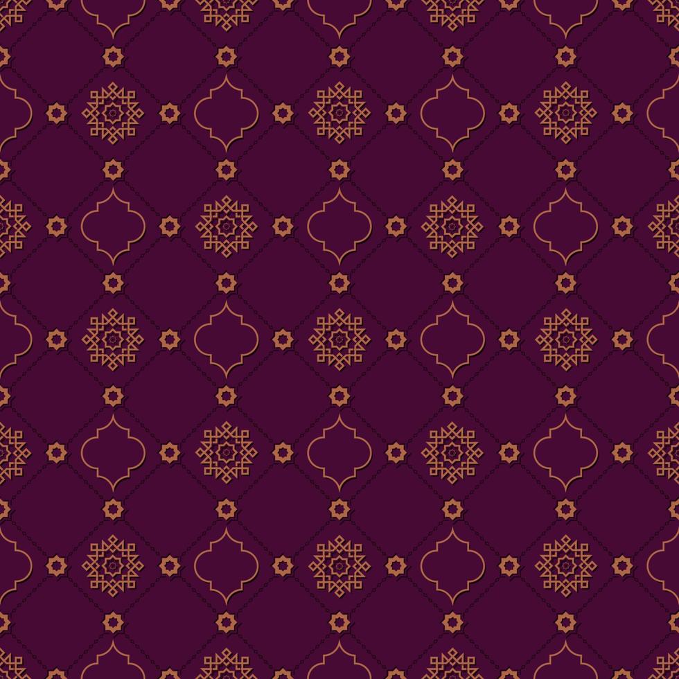 Islamic geometric star and quatrefoil shape grid seamless pattern contemporary color background. Batik sarong pattern. Use for fabric, textile, cover, interior decoration elements, wrapping. vector