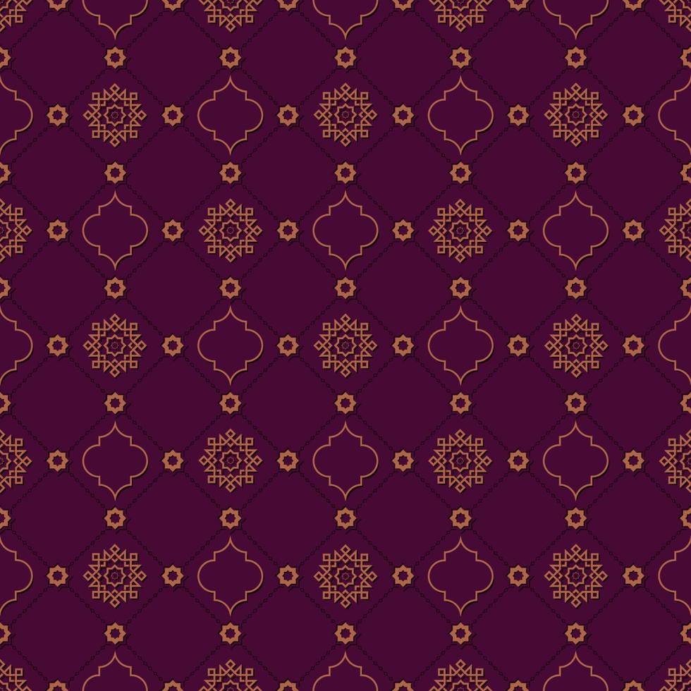 Islamic geometric star and quatrefoil shape grid seamless pattern contemporary color background. Batik sarong pattern. Use for fabric, textile, cover, interior decoration elements, wrapping. vector