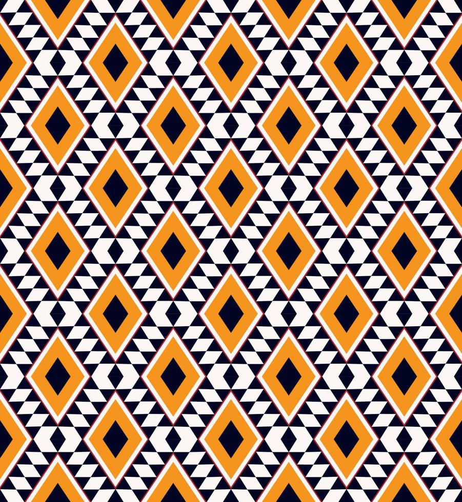 Geometric rhombus shape ethnic tribal seamless pattern background. Yellow blue color with native pattern. Use for fabric, textile, interior decoration elements, upholstery. vector