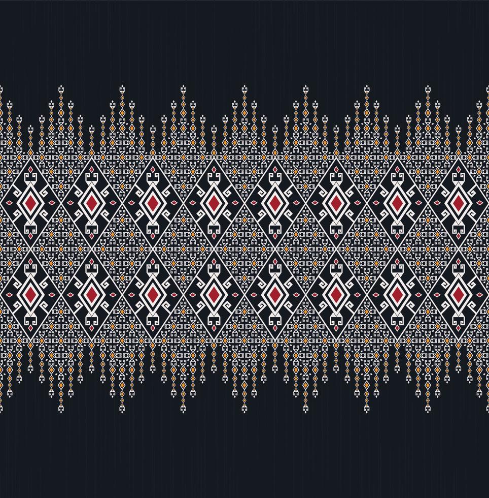Ikat geometric rhombus square ethnic shape seamless pattern with navy blue color texture background. Use for fabric, textile, interior decoration elements, upholstery, wrapping. vector