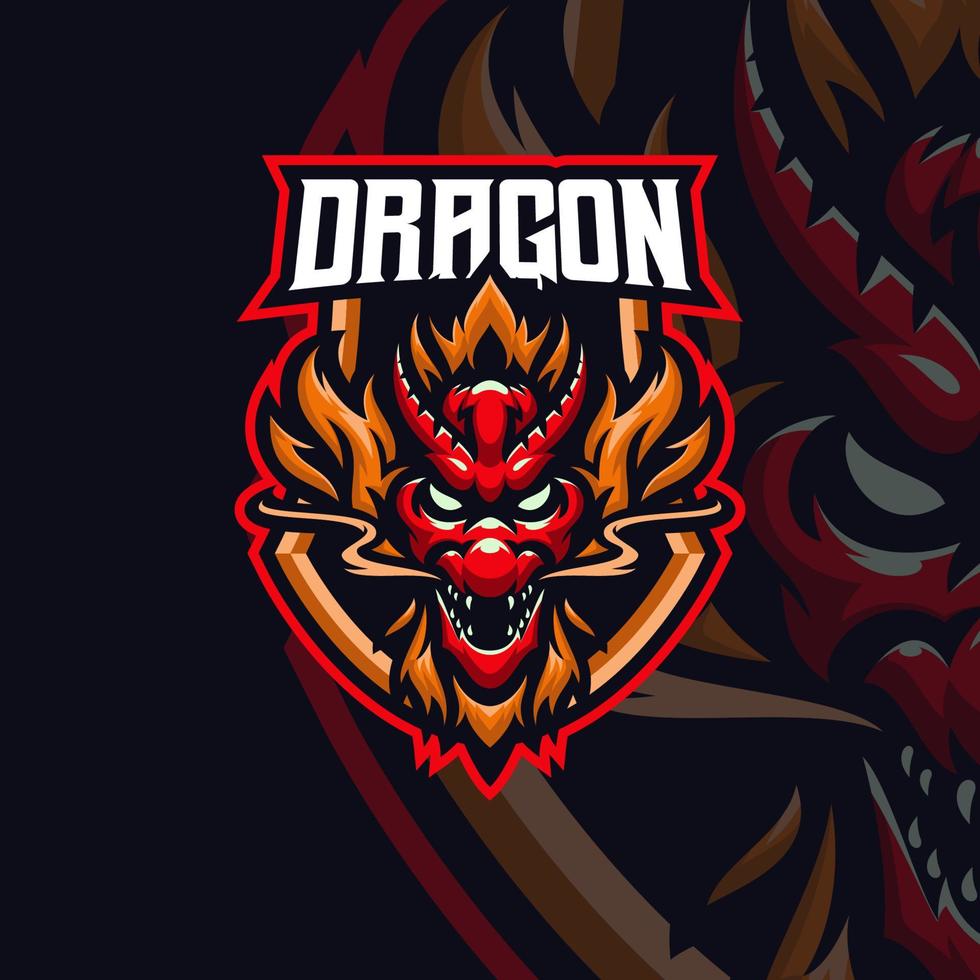 plantilla de logotipo de mascota de juego dragon esport vector