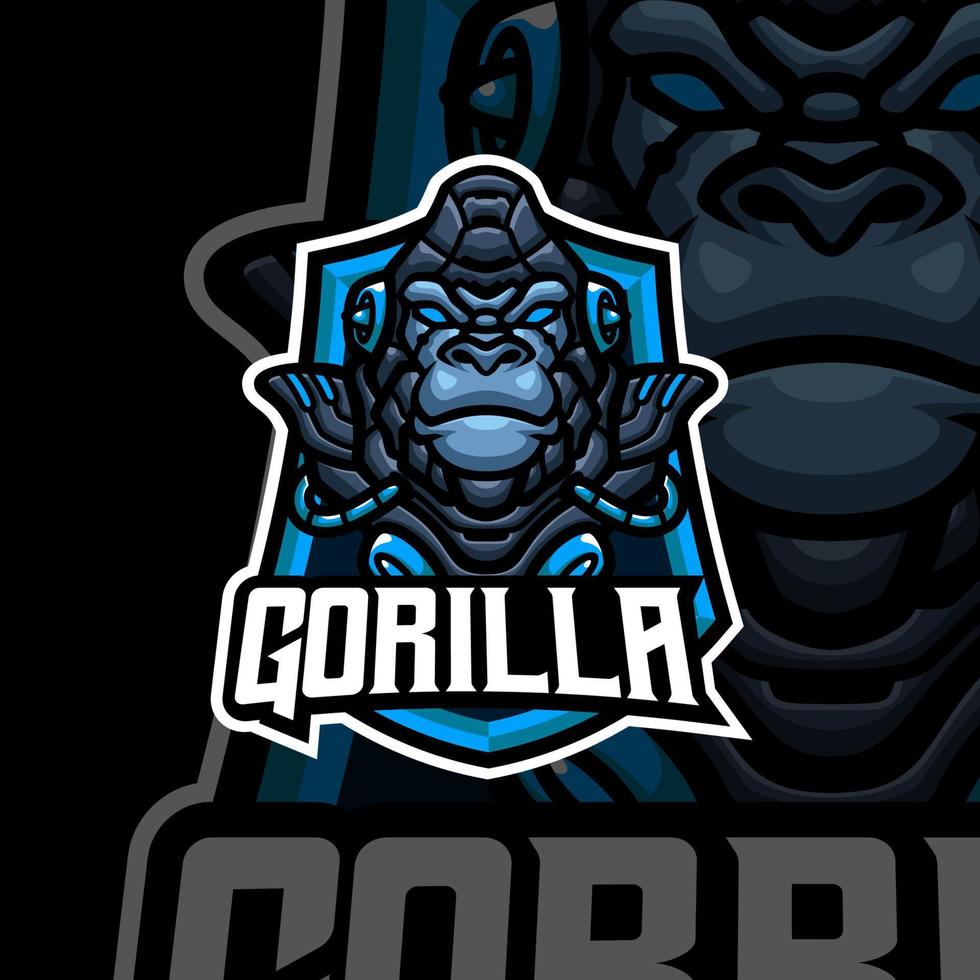 plantilla de logotipo de mascota de juego gorilla esport vector