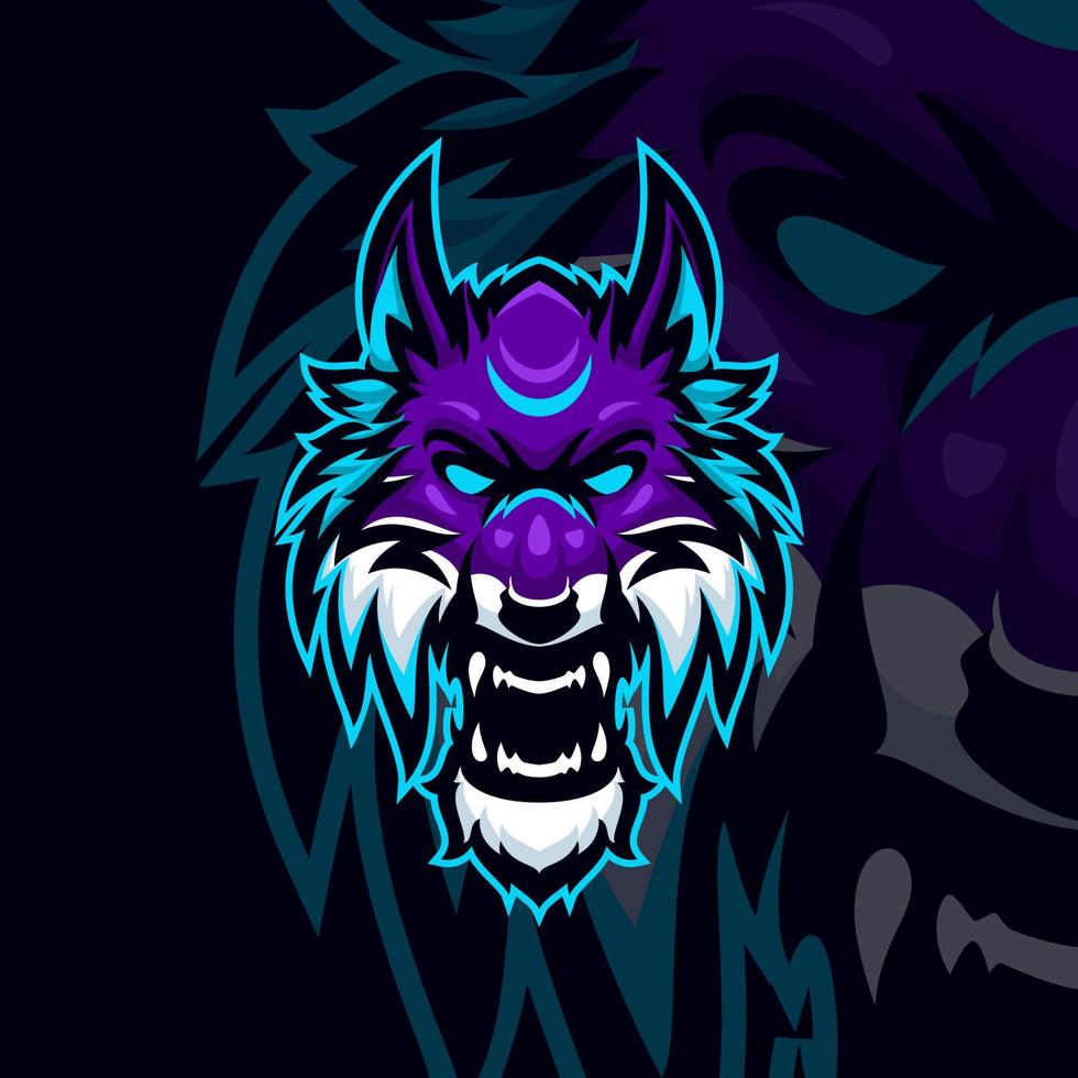 plantilla de logotipo de mascota de juego wolf esport vector